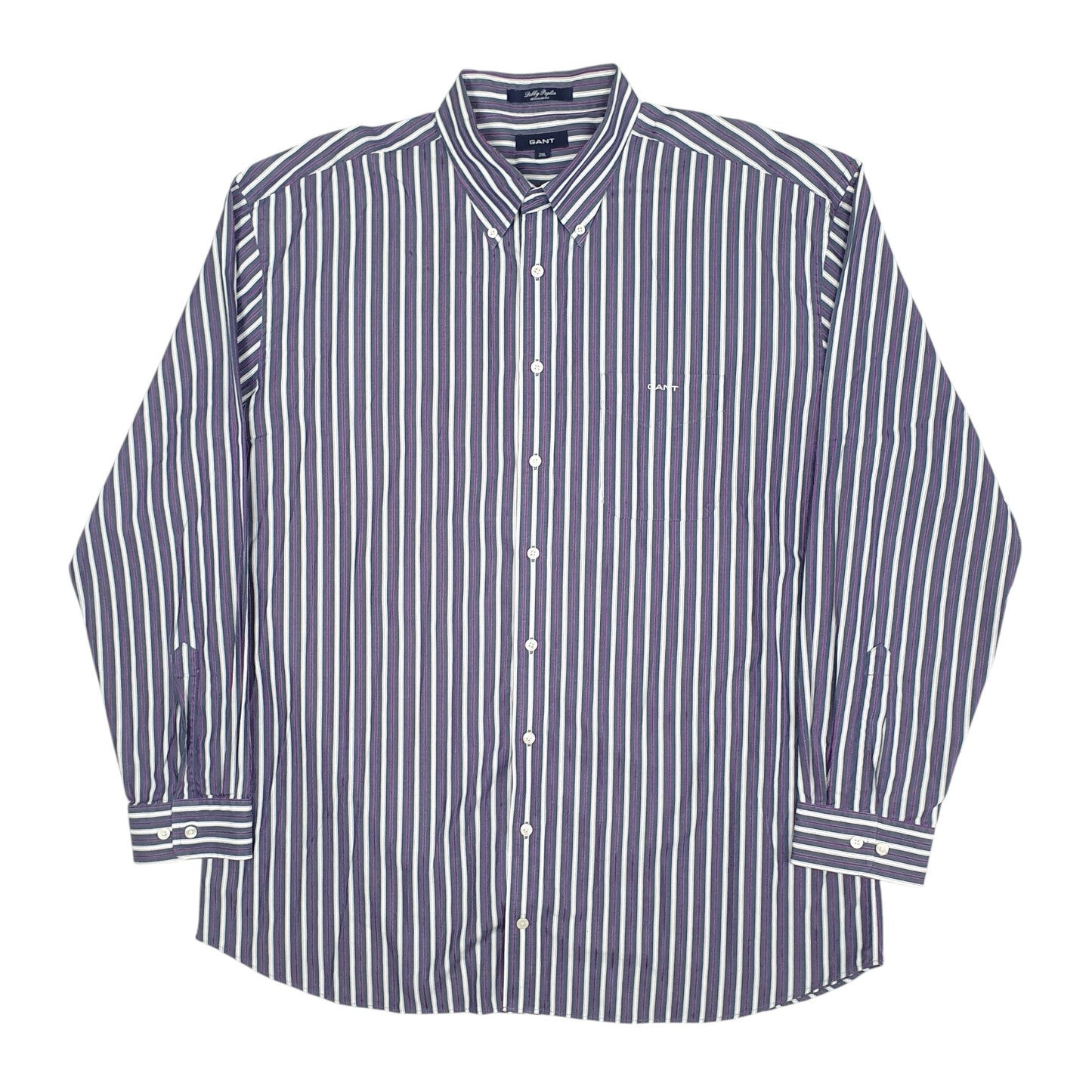 Mens Purple GANT Poplin Long Sleeve Shirt