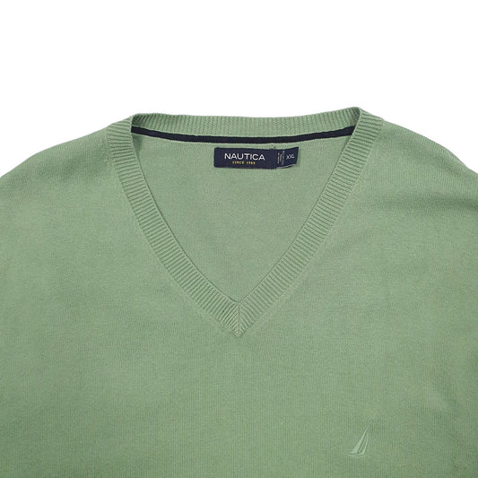 Mens Green Nautica Knit Crewneck Jumper