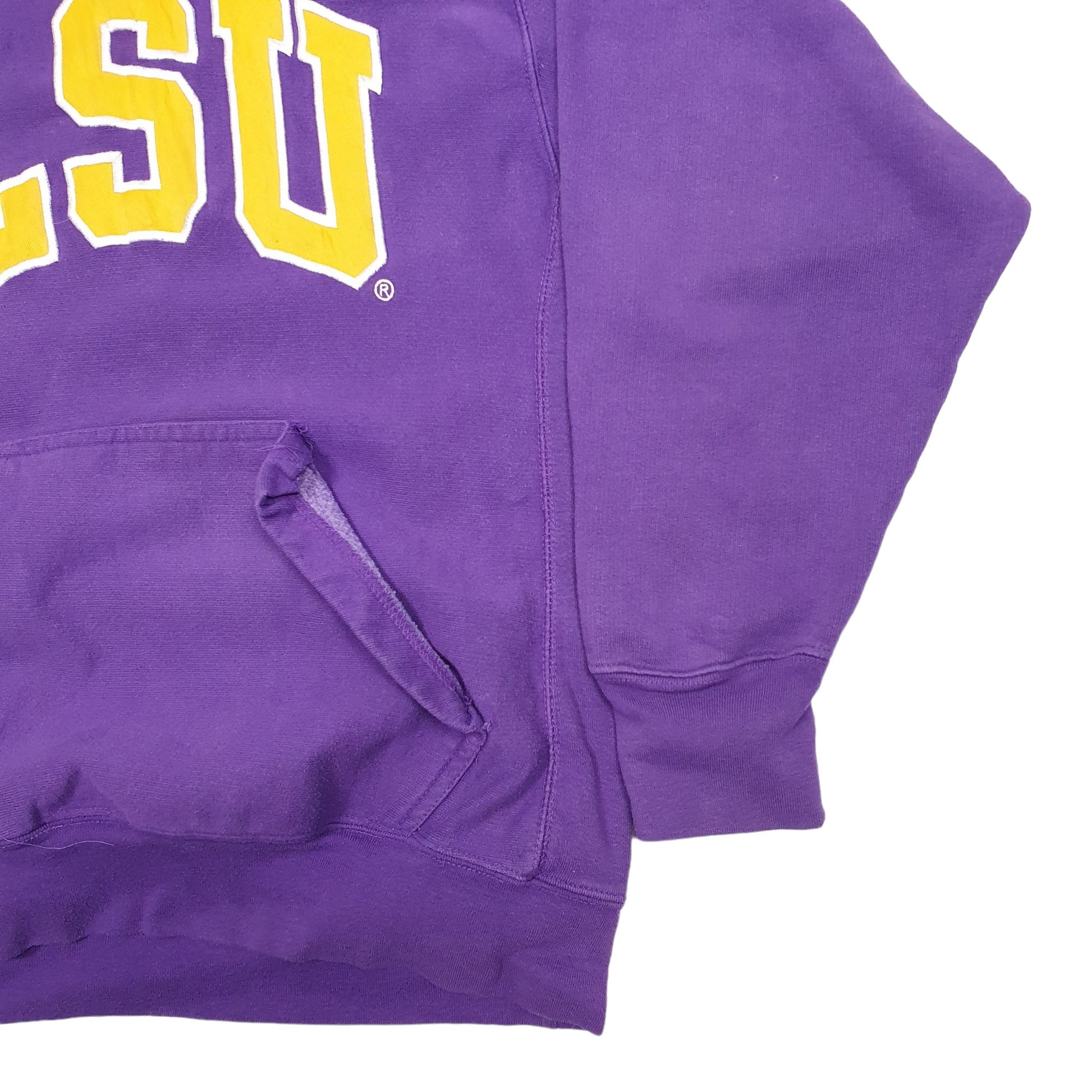 Mens Purple Steve & Barrys Reverse Weave Spellout Vintage Hoodie Jumper