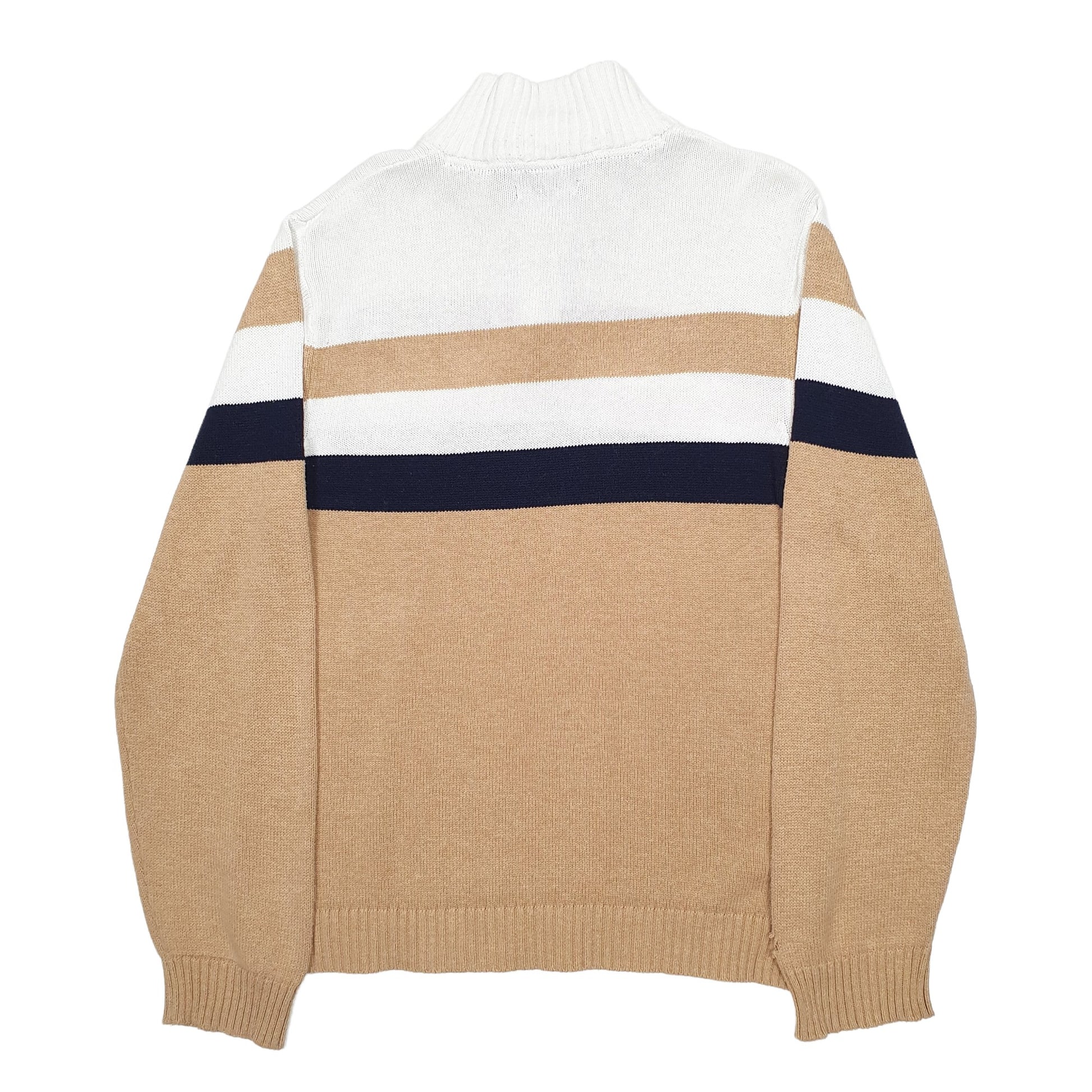 Mens Brown Nautica Knit Quarter Zip Jumper