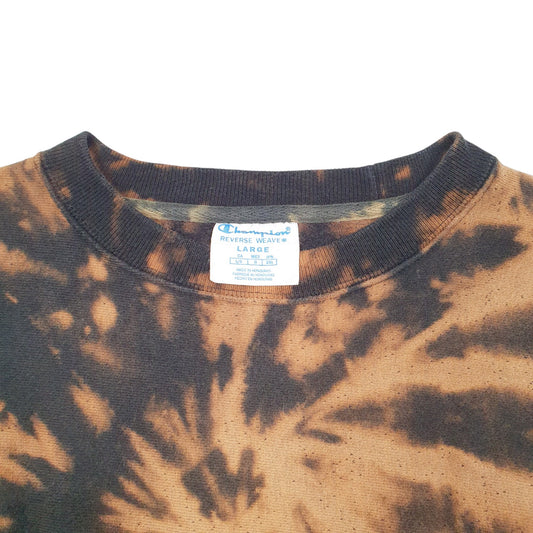 Womens Black Champion Reverse Weave Cropped Spellout Tie Dye Crewneck Jumper