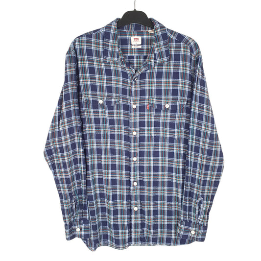 Mens Blue Levis Flannel Overshirt Shacket Long Sleeve Shirt