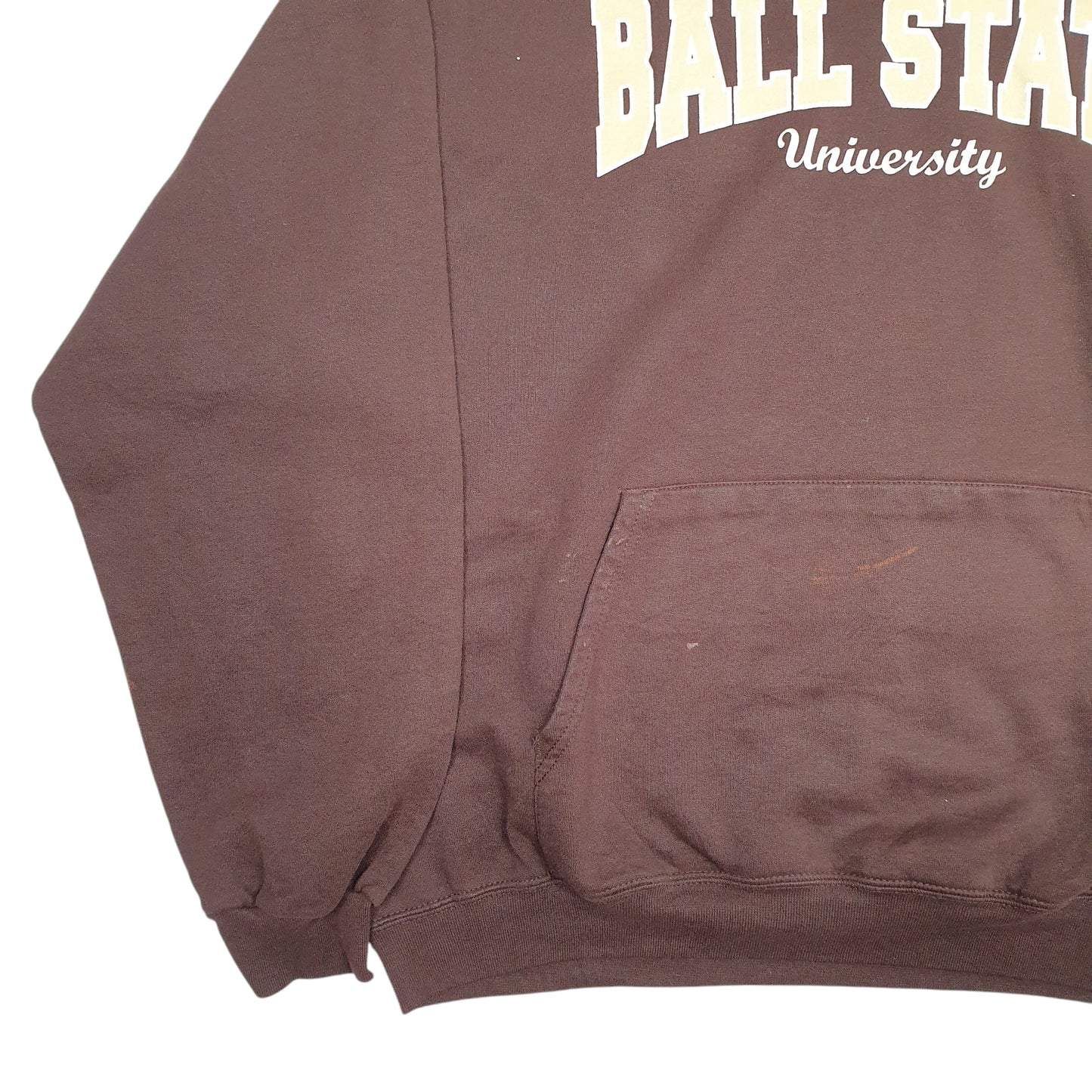 Mens Brown Champion Ball State University Hoodie Jumper