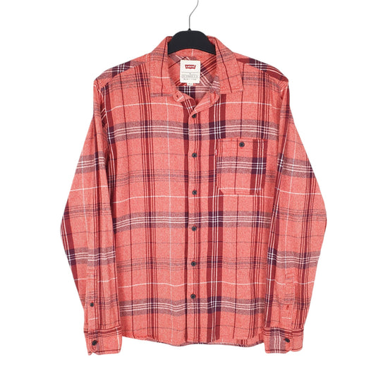 Mens Red Levis Flannel Overshirt Shacket Long Sleeve Shirt