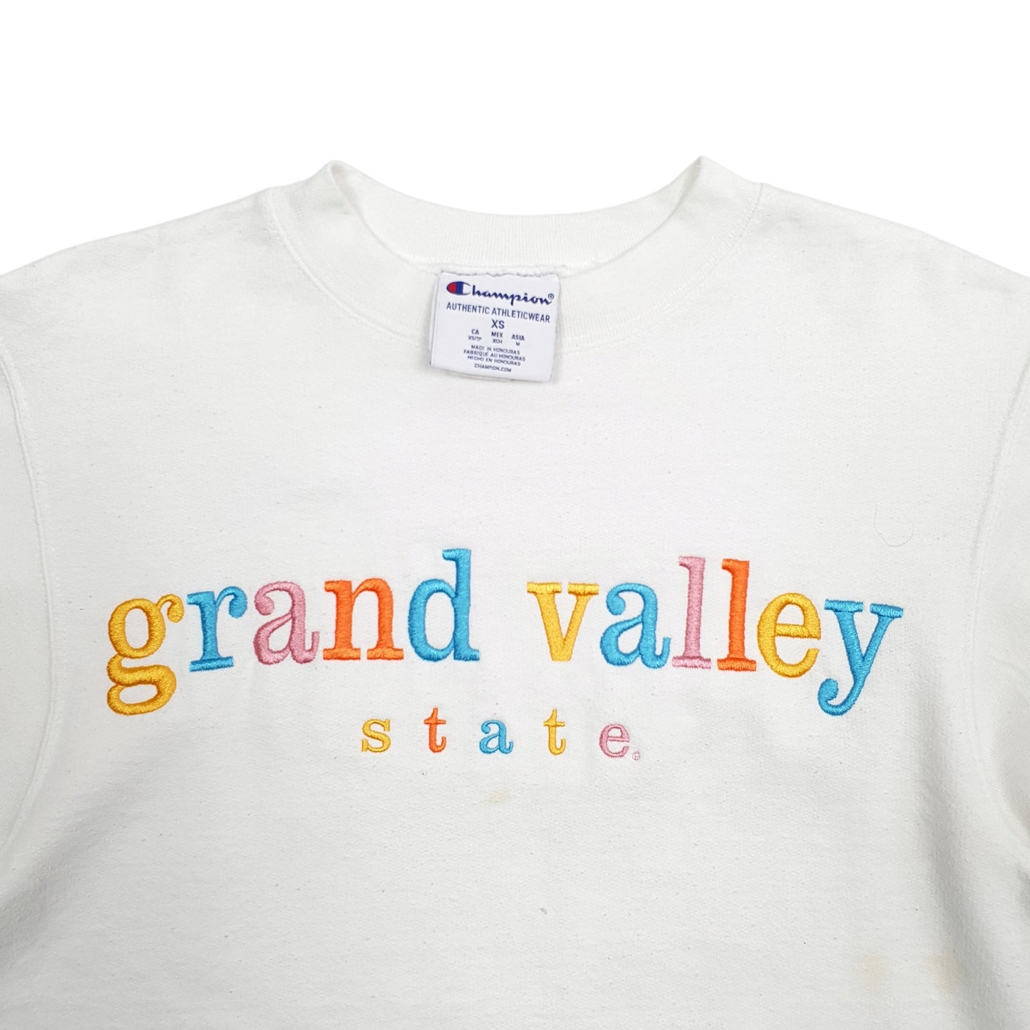 Mens White Champion Grand Valley State Crewneck Jumper