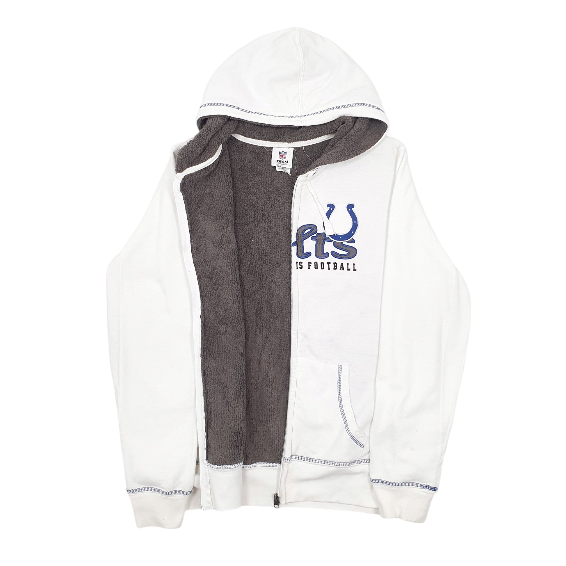 Womens White NFL Colts Idianapolis Football Sherpa Lined Full Zip Jumper