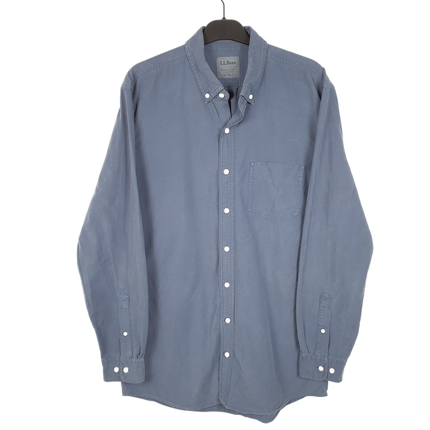 Mens Navy L.L.Bean Tall Slightly Fitted Long Sleeve Shirt