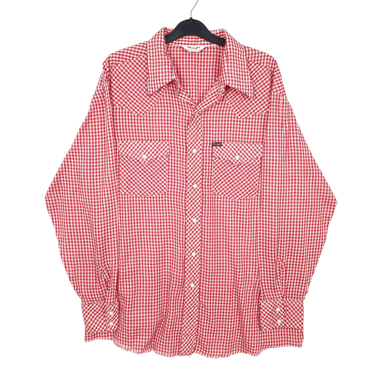 Mens Red Wrangler Vintage Western Pearl Snap Made In USA Cowboy Long Sleeve Shirt