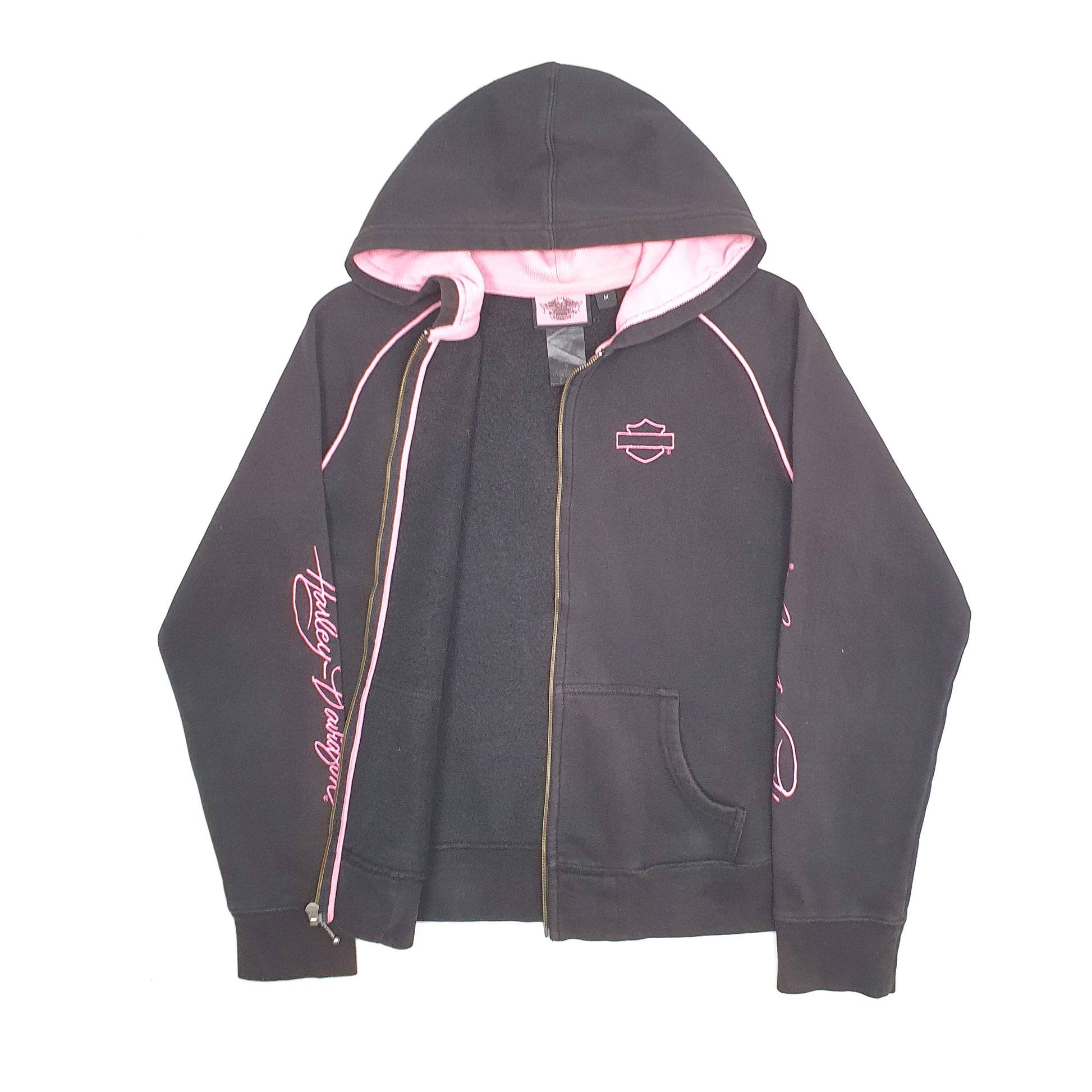 Womens Black Harley Davidson Motorcycles Hoodie Full Zip Jumper