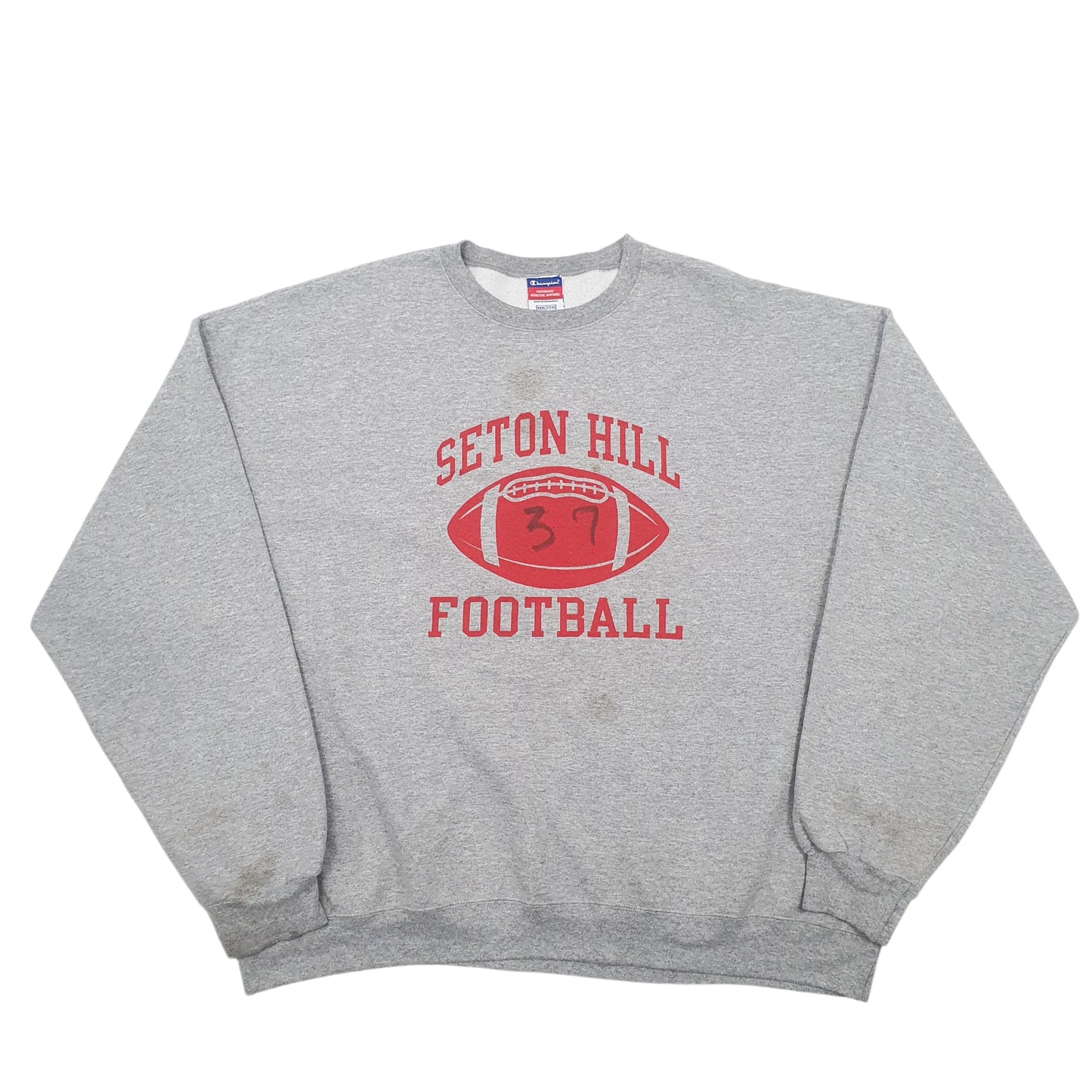 Mens Blue Champion Seton Hill Football Crewneck Jumper