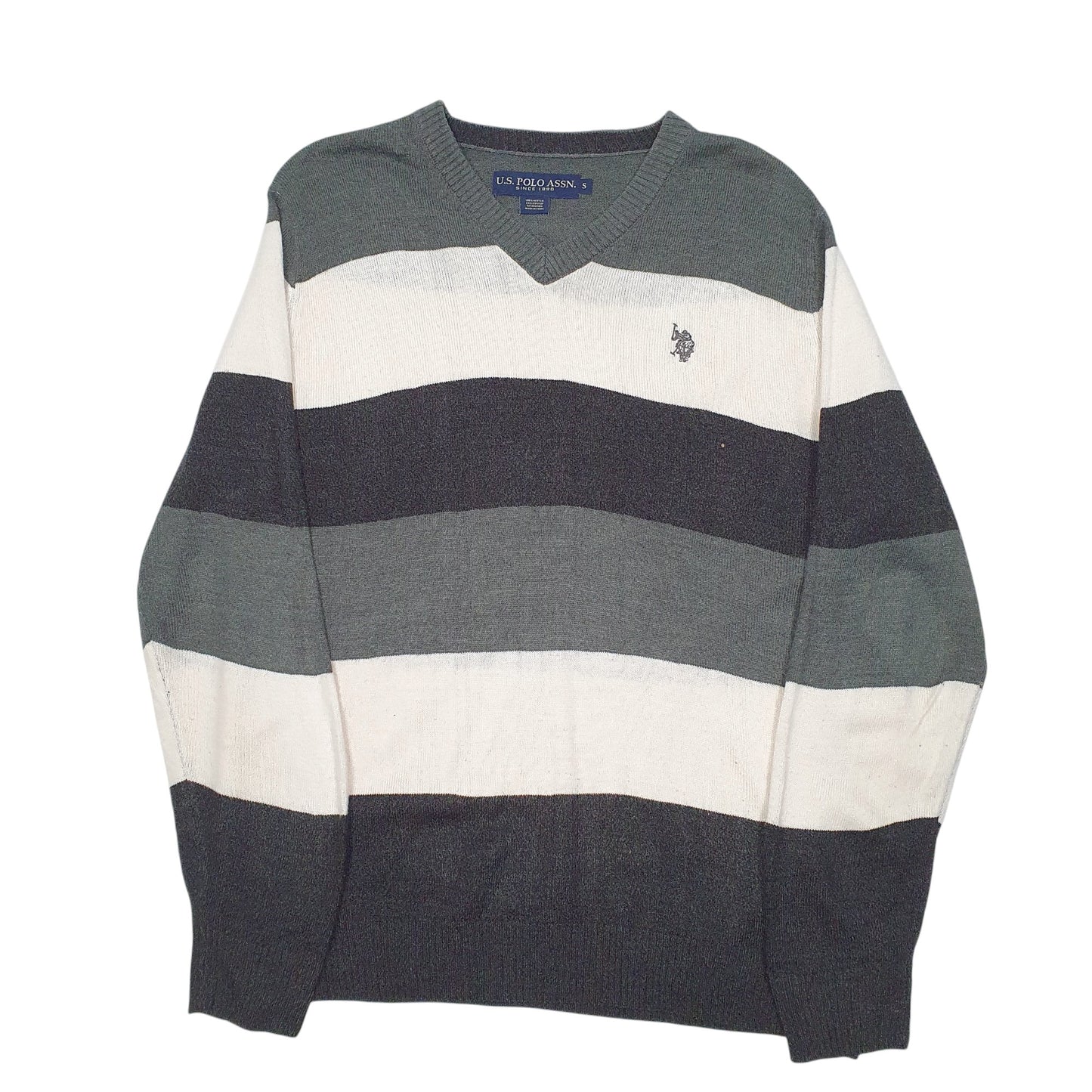 Mens Cream U.S. Polo Asssn V Neck Knit Crewneck Jumper