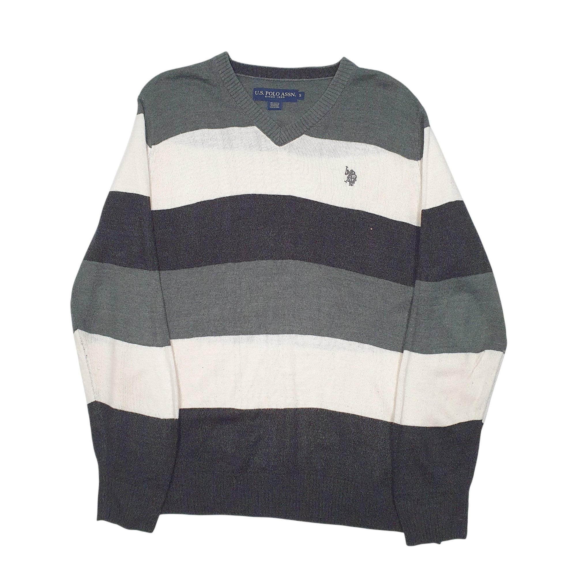 Mens Cream U.S. Polo Asssn V Neck Knit Crewneck Jumper