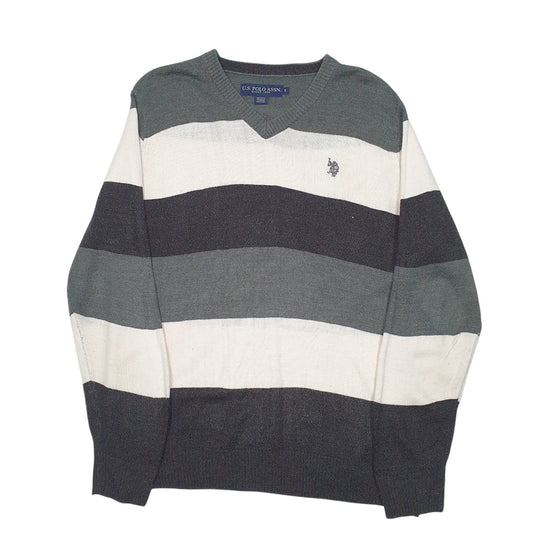 Mens Cream U.S. Polo Asssn V Neck Knit Crewneck Jumper