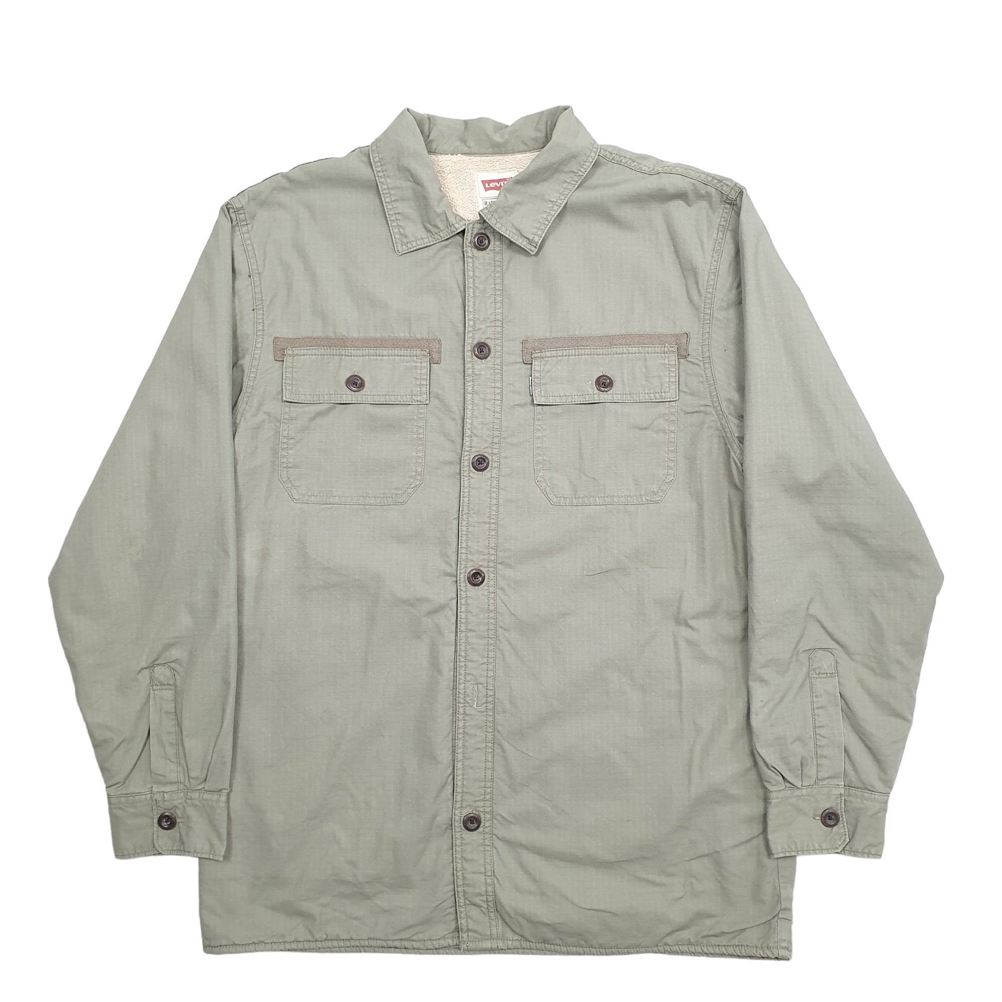 Mens Khaki Levis Shacket Overshirt Lined Long Sleeve Shirt