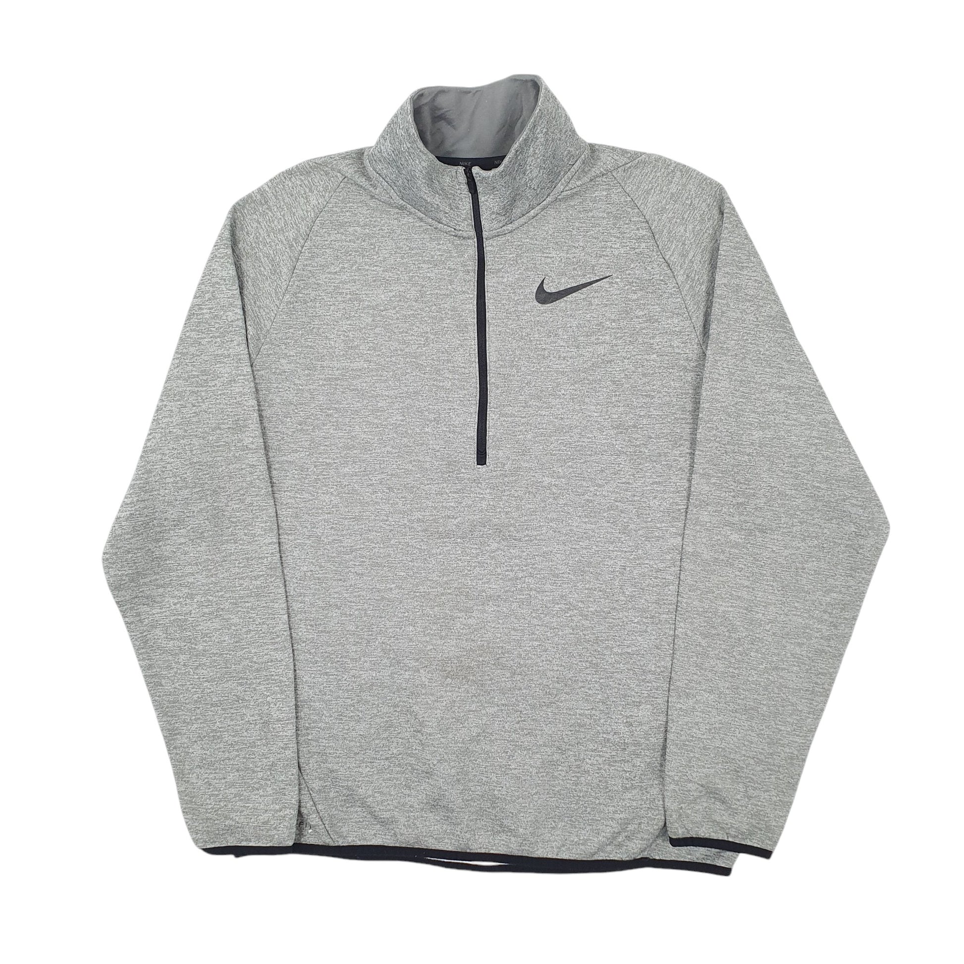 Mens Grey Nike Dri Fit Activewear Quarter Zip Jumper