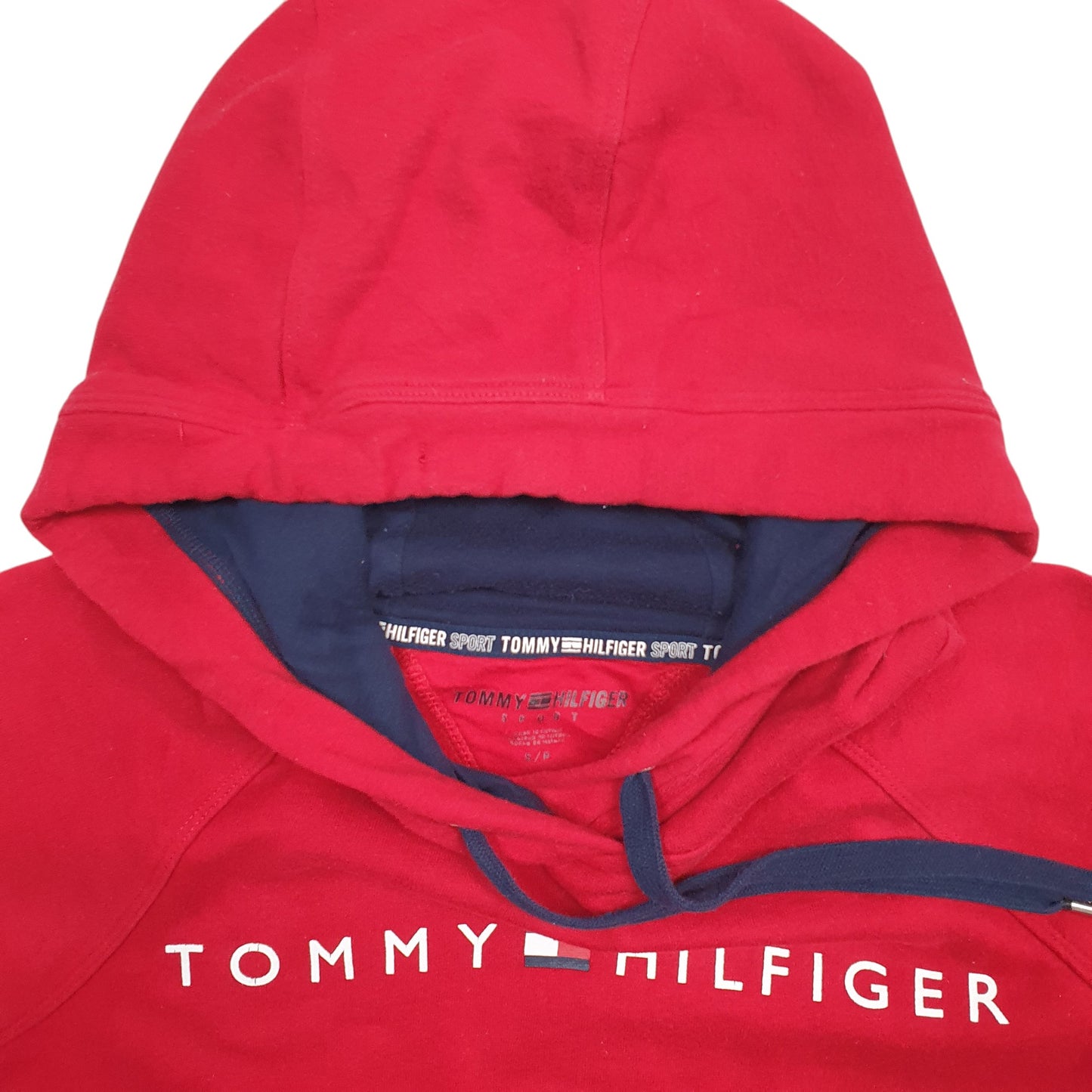 Womens Red Tommy Hilfiger Spellout Hoodie Jumper