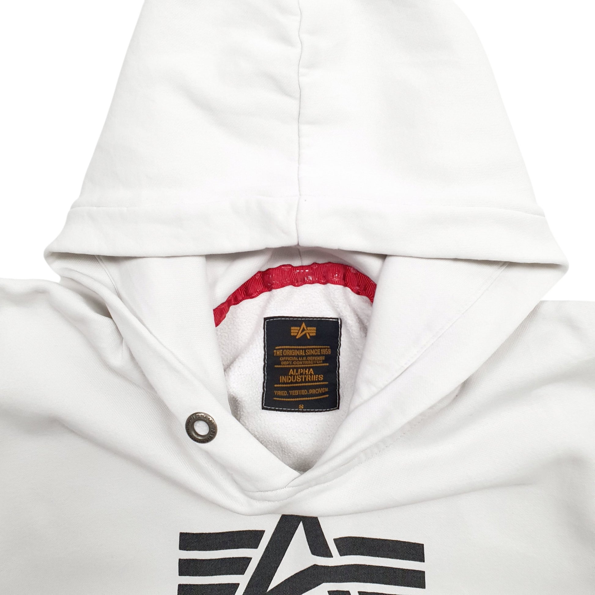 Womens White Alpha Industries Spellout Hoodie Jumper