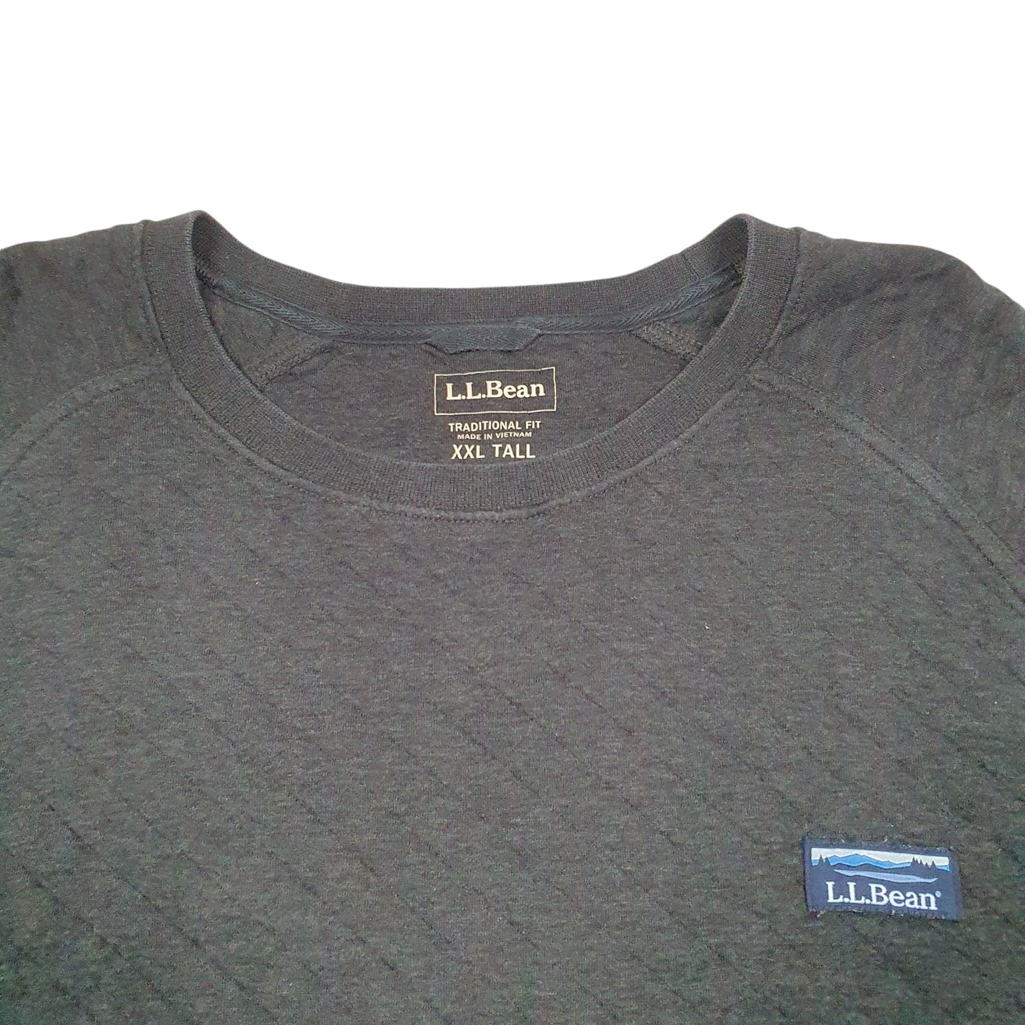 Mens Grey L.L.Bean Quilted Crewneck Jumper