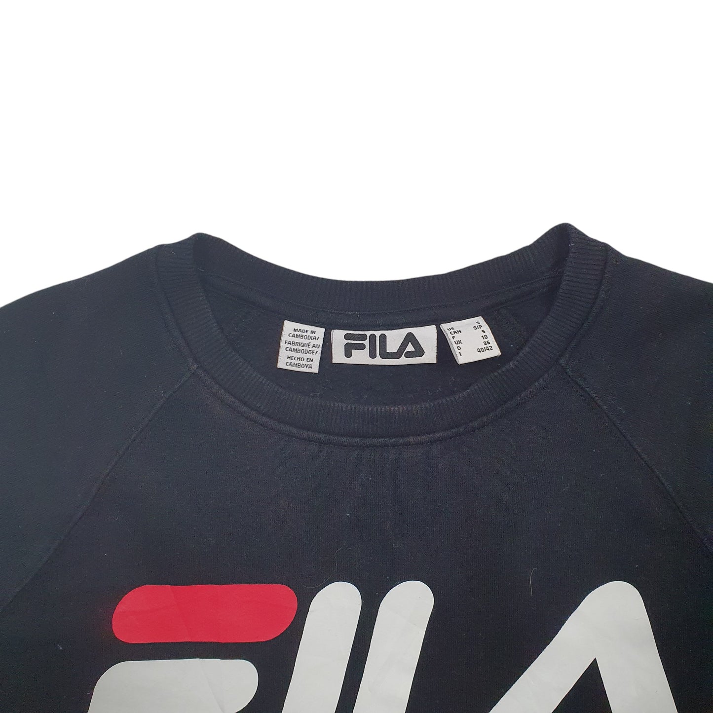 Womens Black Fila Spellout Crewneck Jumper