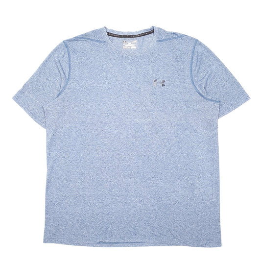 Mens Blue Under Armour Active Workout Gym Heat Gear Short Sleeve T Shirt