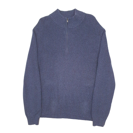 Mens Navy Calvin Klein Chunky Knit Quarter Zip Jumper