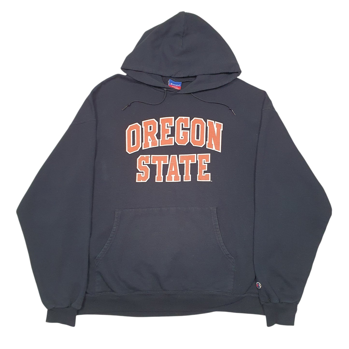 Mens Black Champion Oregon State College USA Spellout Hoodie Jumper