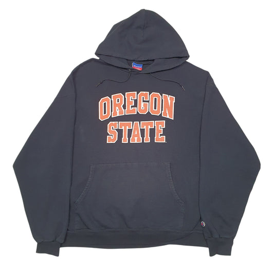 Mens Black Champion Oregon State College USA Spellout Hoodie Jumper