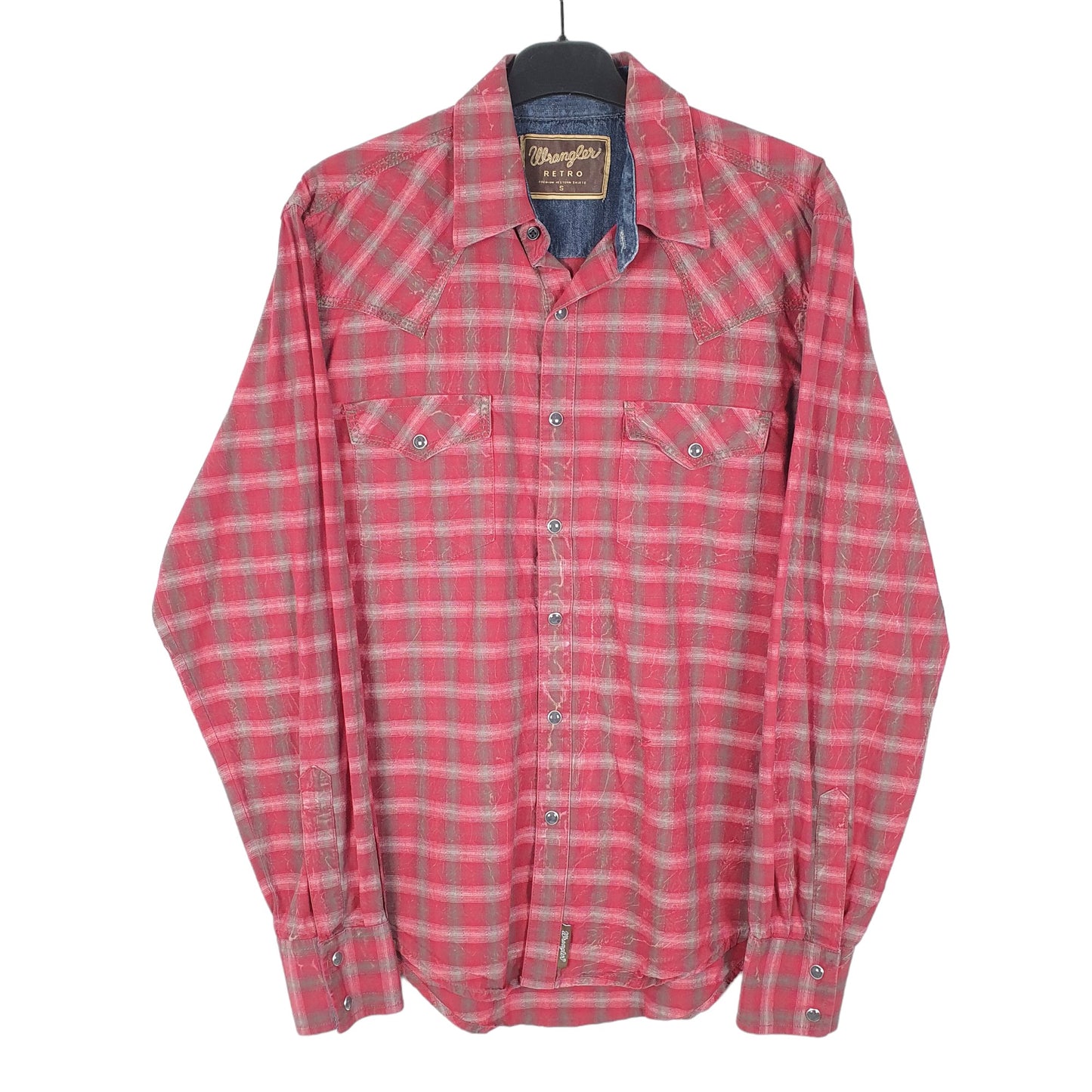Mens Red Wrangler Retro Western Long Sleeve Shirt