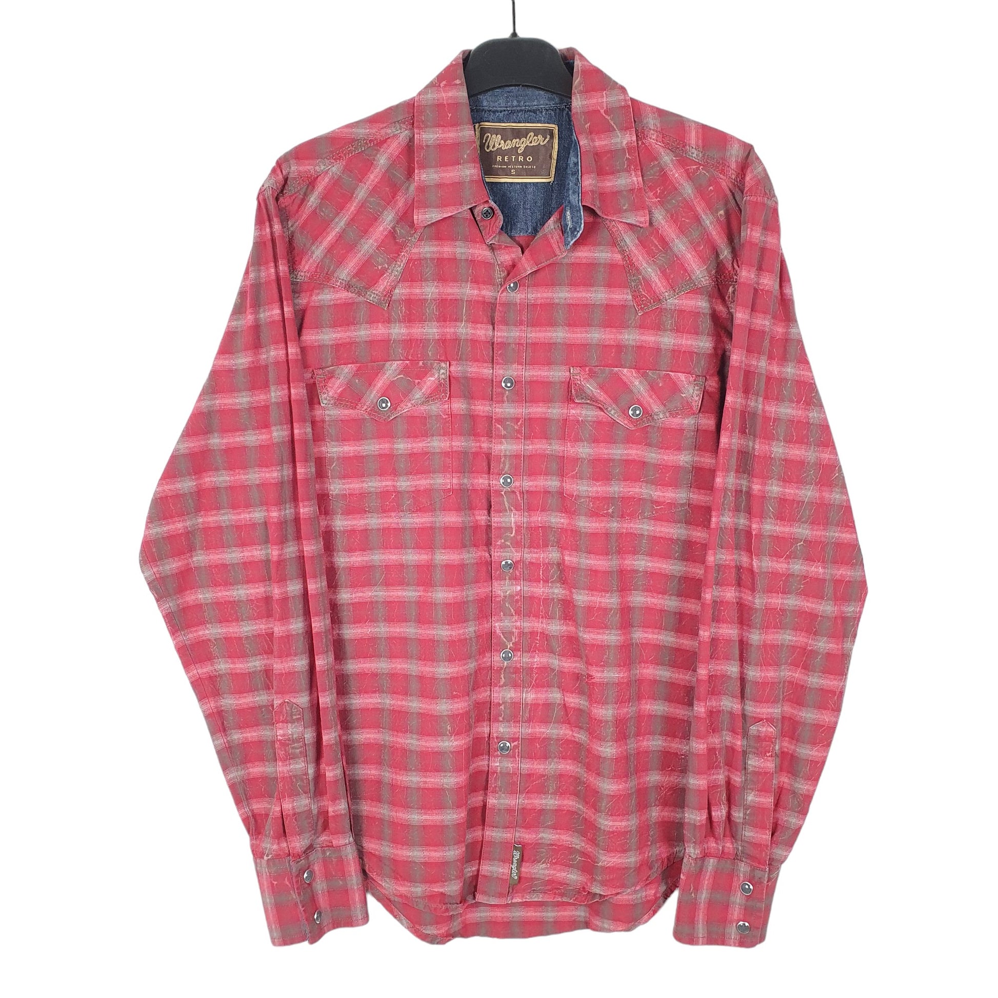 Mens Red Wrangler Retro Western Long Sleeve Shirt
