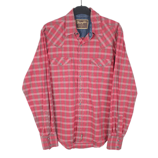 Mens Red Wrangler Retro Western Long Sleeve Shirt
