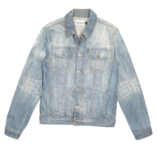 Mens Blue Topman Trucker Jean  Coat