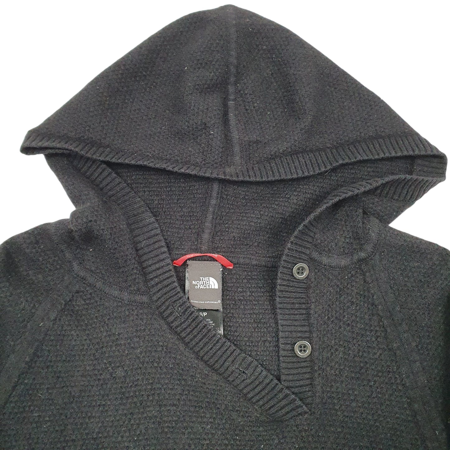 Mens Black The North Face Knit Button Sweater Hoodie Jumper