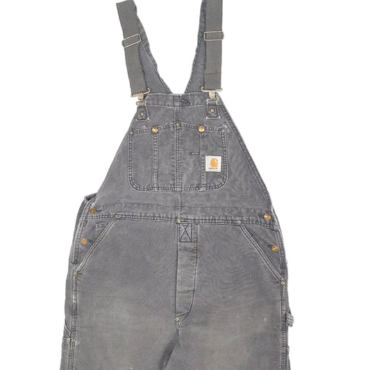 Mens Grey Carhartt Insulated Overalls Bib Dungaree Trousers