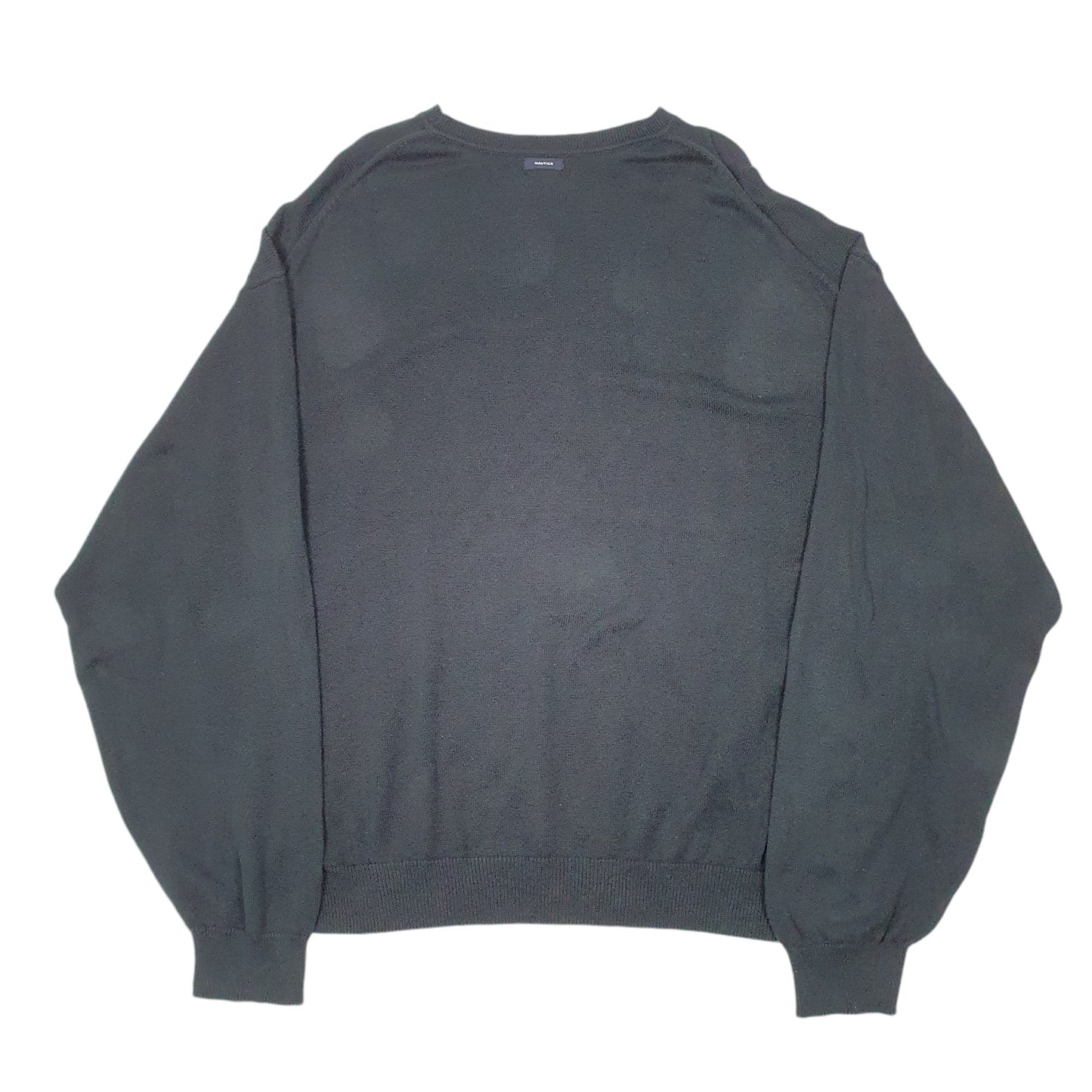 Mens Black Nautica Knit Stripe Crewneck Jumper