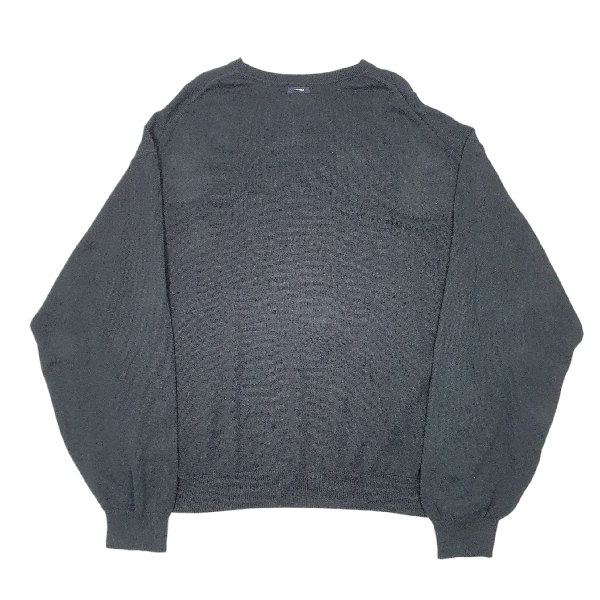 Mens Black Nautica Knit Stripe Crewneck Jumper