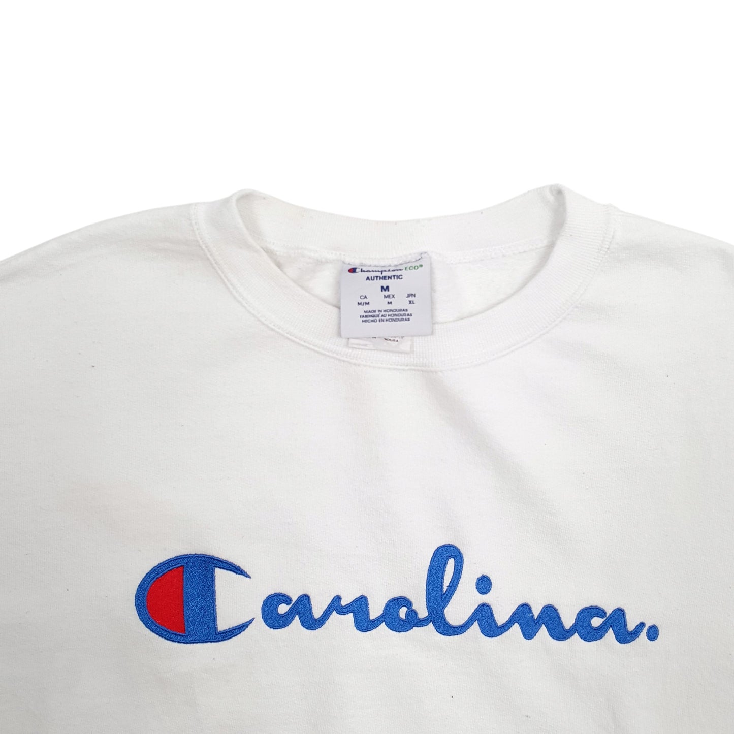 Mens White Champion Carlina Spellout Crewneck Jumper