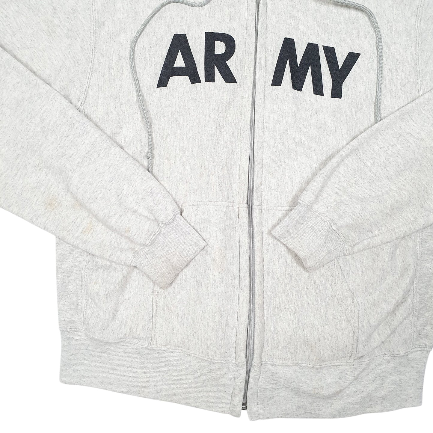 Mens Grey Unicor Hoodie Vintage U.S Army Issued Full Zip Jumper