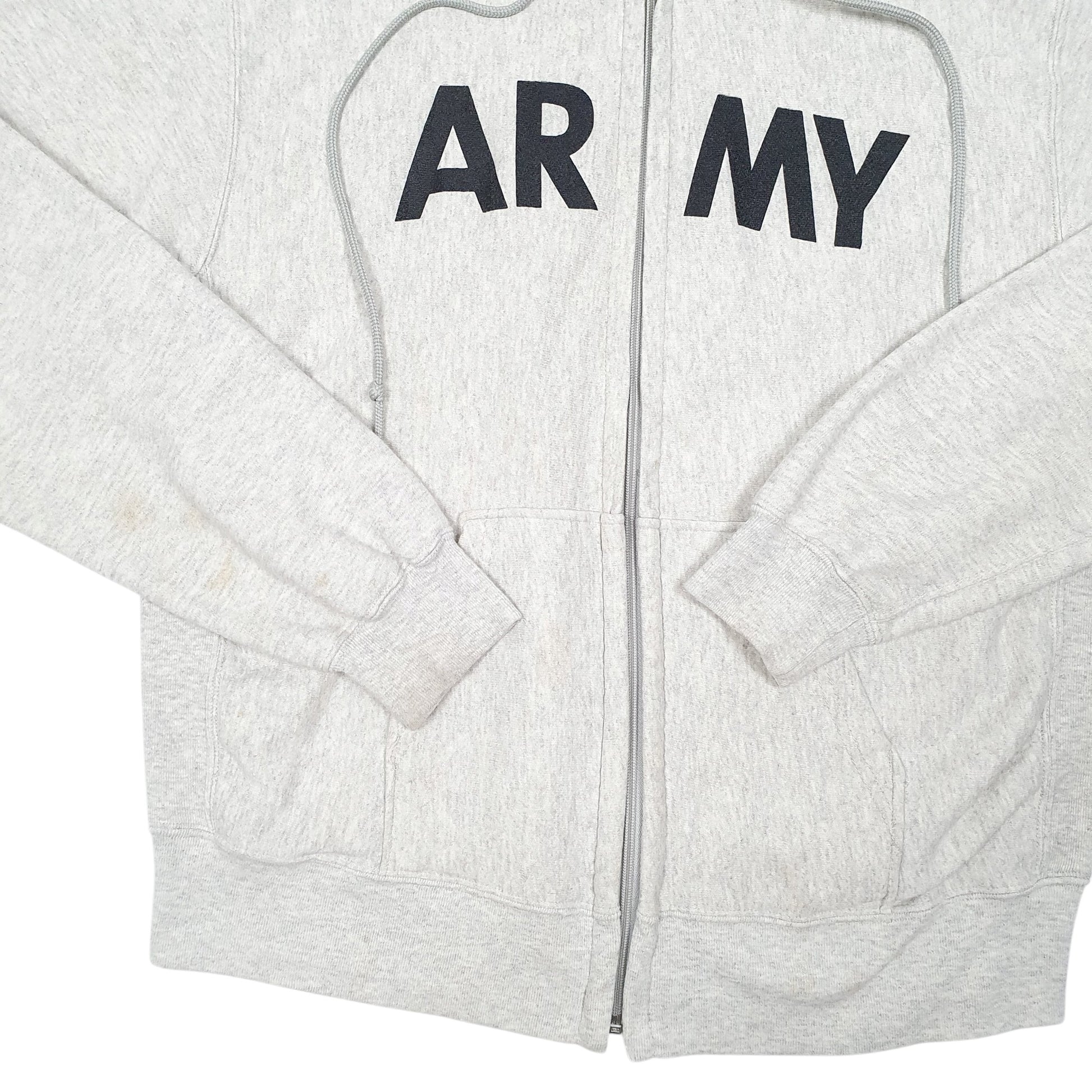 Mens Grey Unicor Hoodie Vintage U.S Army Issued Full Zip Jumper