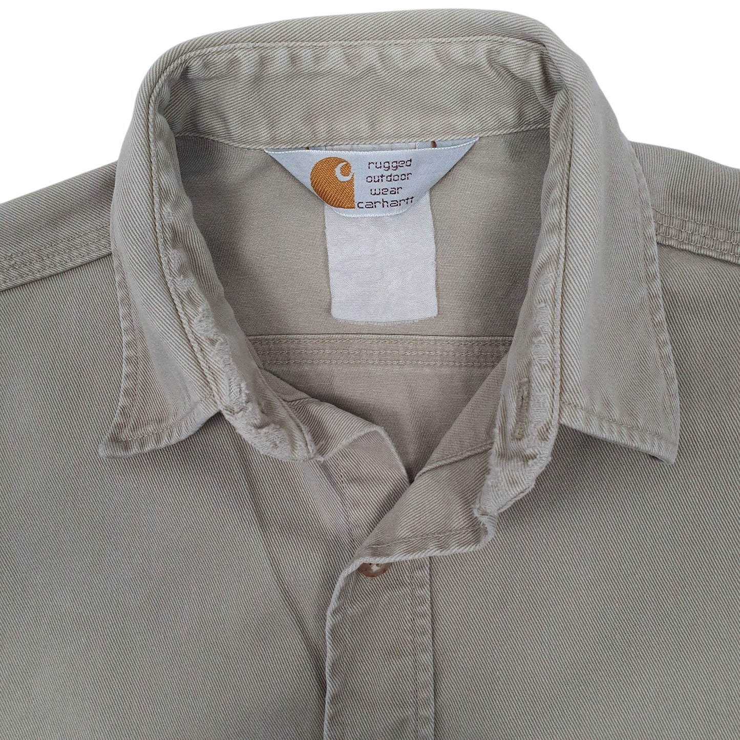 Mens Beige Carhartt Vintage 00s Overshirt Long Sleeve Shirt