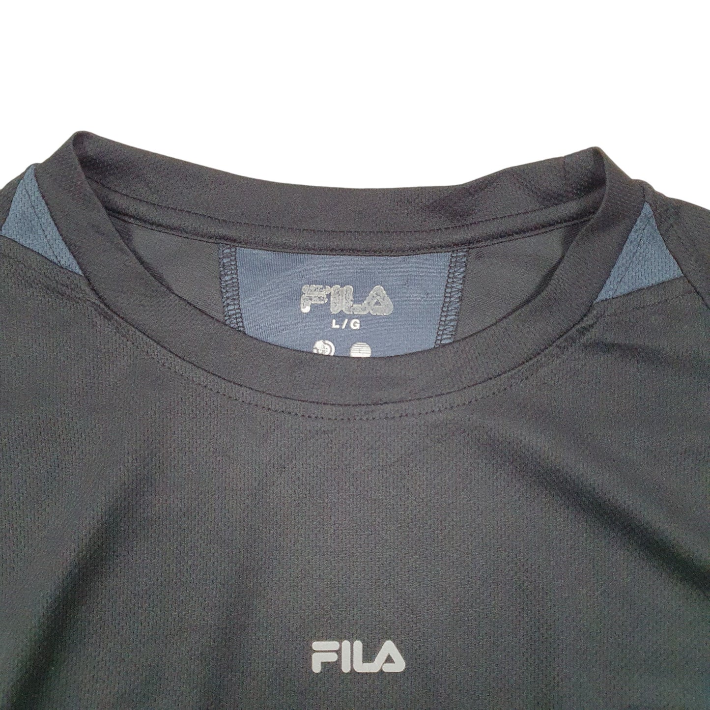 Mens Black Fila Active Workout Gym Short Sleeve T Shirt