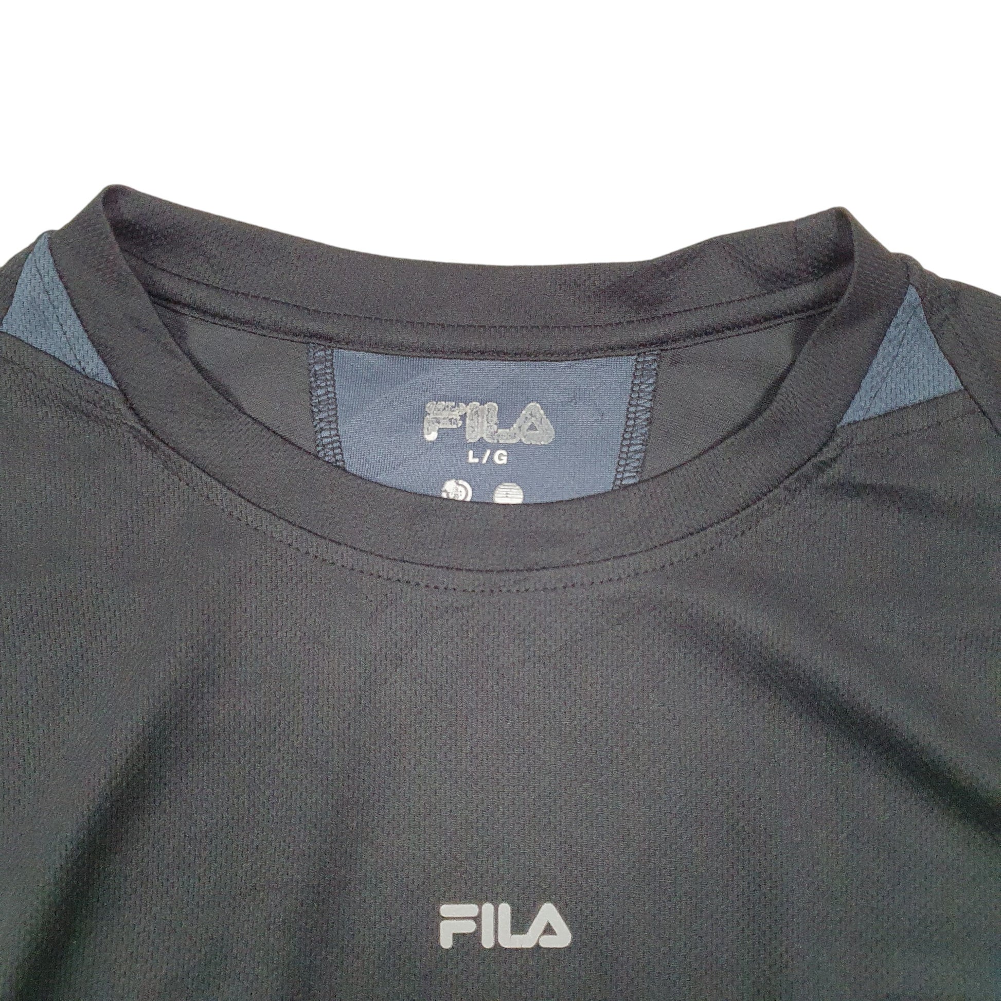 Mens Black Fila Active Workout Gym Short Sleeve T Shirt