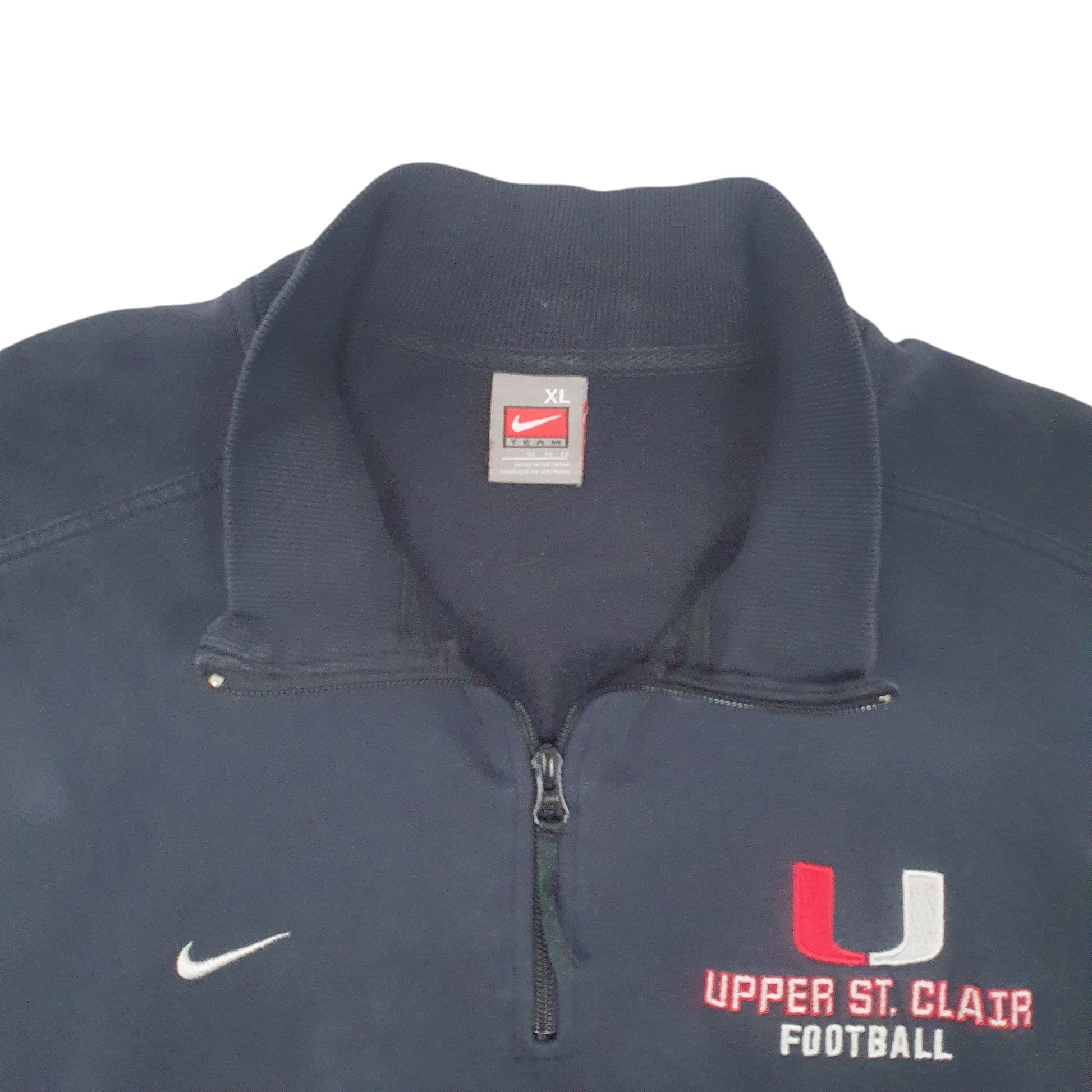 Mens Black Nike Vintage 2000s Upper St. Clair Football Quarter Zip Jumper