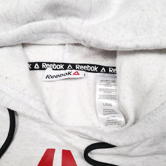 Mens Grey Reebok Spellout Hoodie Jumper