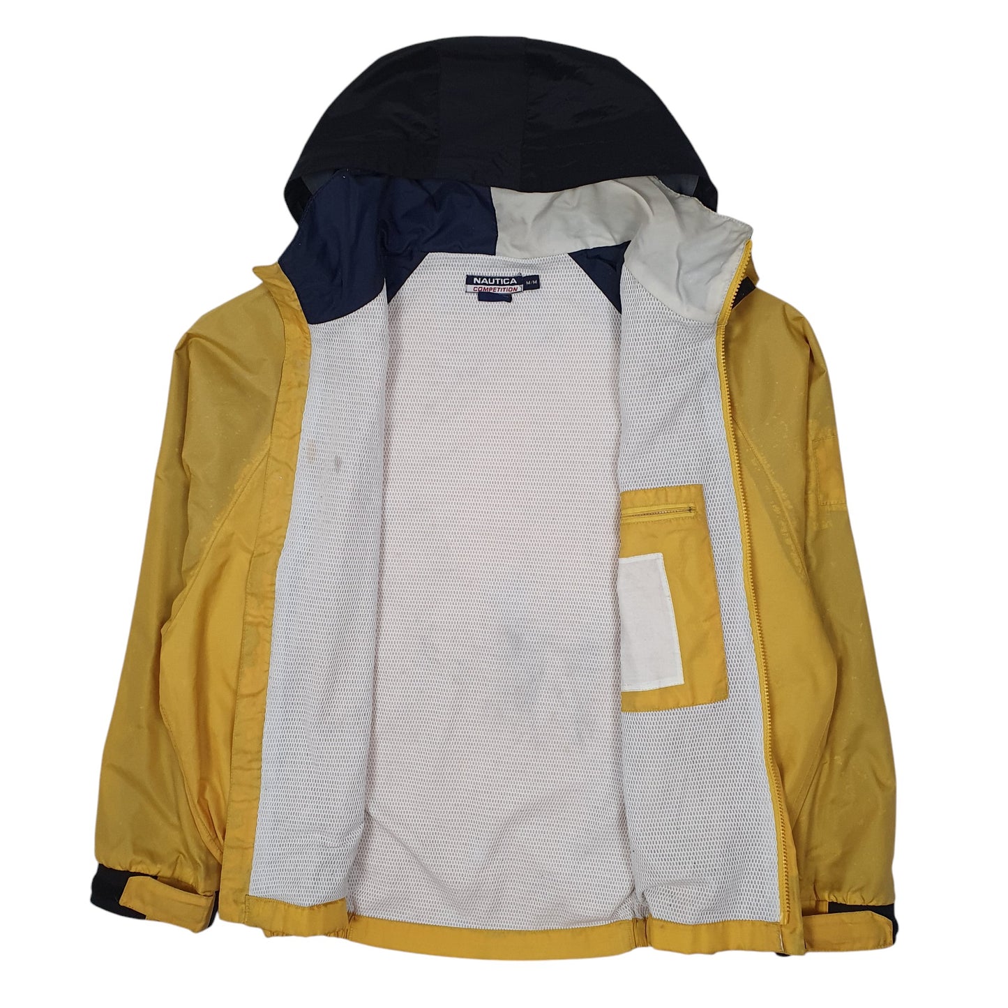 Mens Yellow Nautica Competition Vintage 90s Crewneck Coat