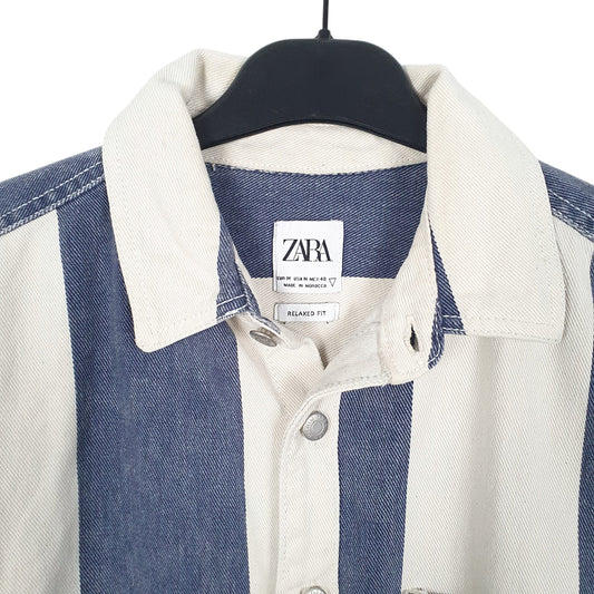 Mens White Zara Overshirt Shacket Relaxed Long Sleeve Shirt