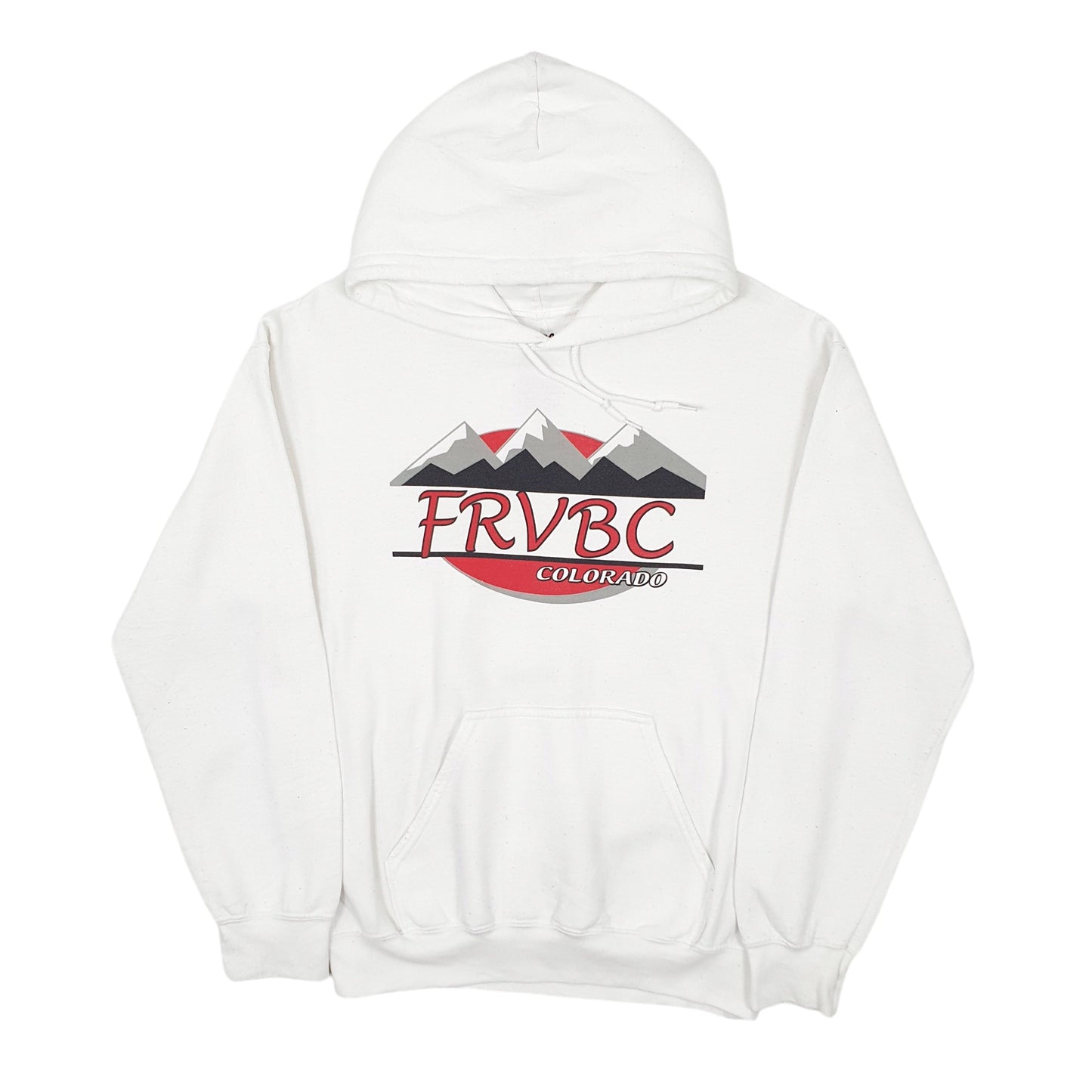 Mens White Gildan Colorado Mountains Skiing Hoodie Jumper