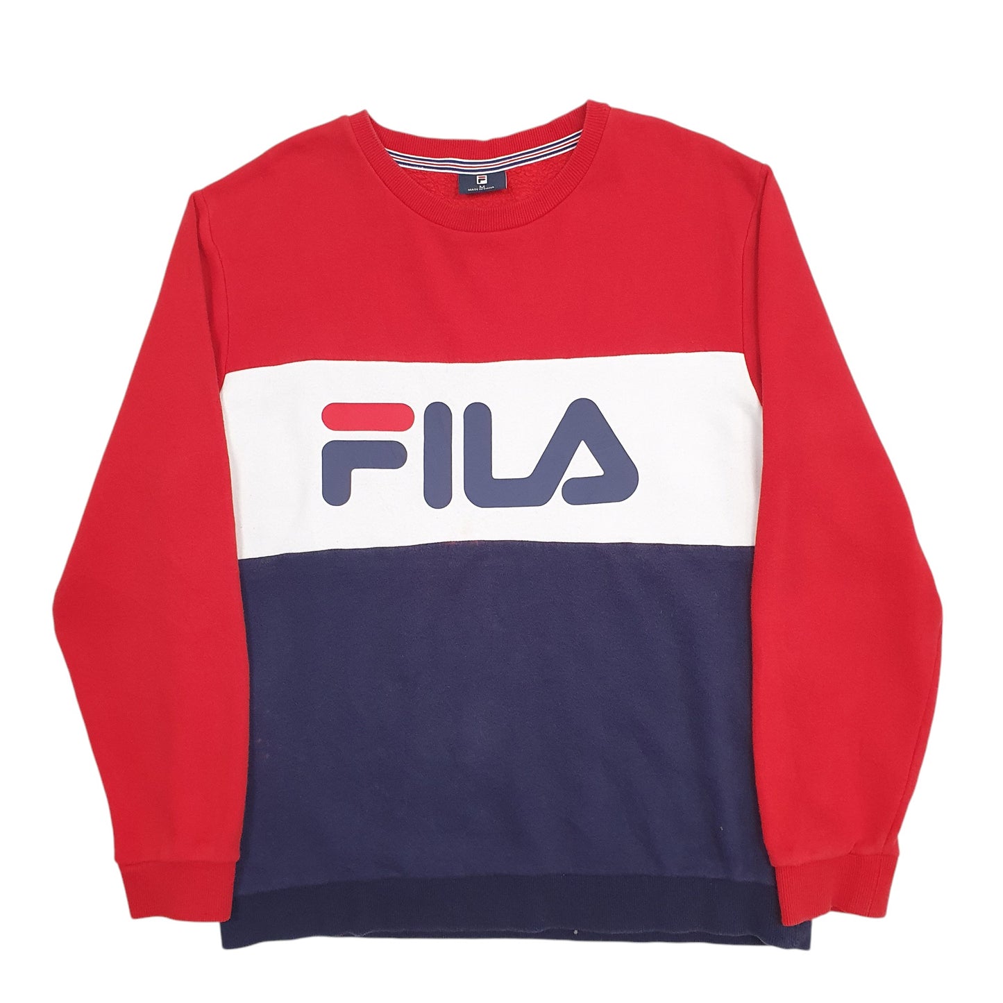 Mens Navy Fila Spellout Crewneck Jumper