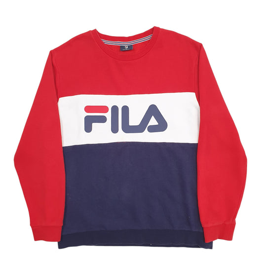 Mens Navy Fila Spellout Crewneck Jumper
