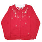 Womens Red Shenanigans Christmas Festive Ornaments Snowflake Cardigan Jumper
