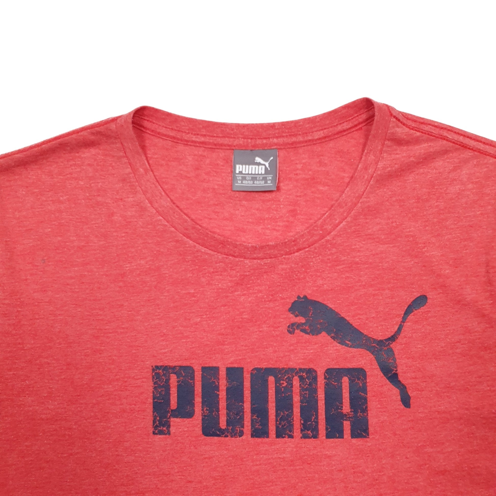 Mens Pink Puma Spellout Short Sleeve T Shirt